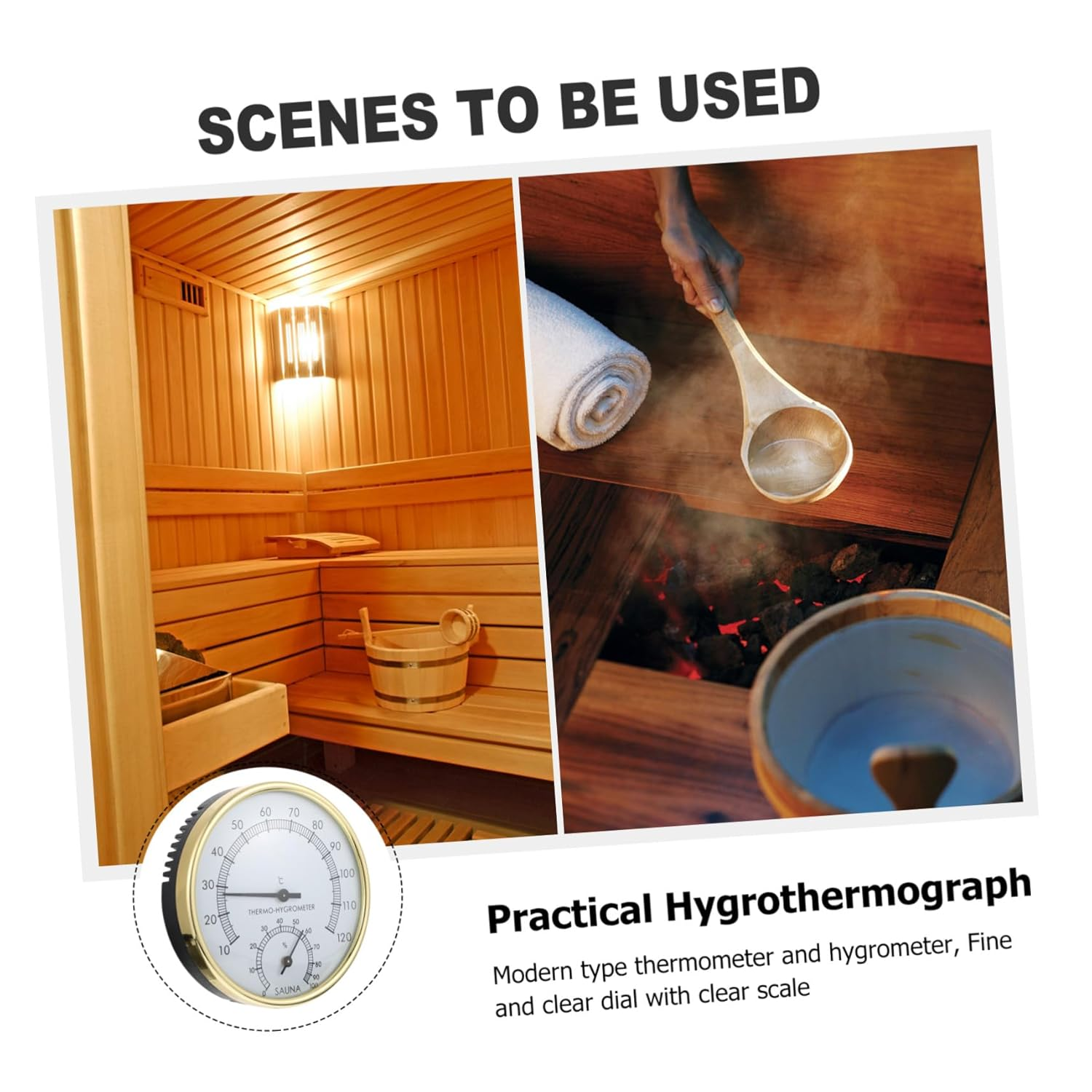 Ibasenice Thermohygrometer Sauna Parts Hygrothermograph for Humidity Temperature Practical Hygrothermograph Thermometer Hygrometer for Sauna image number 3