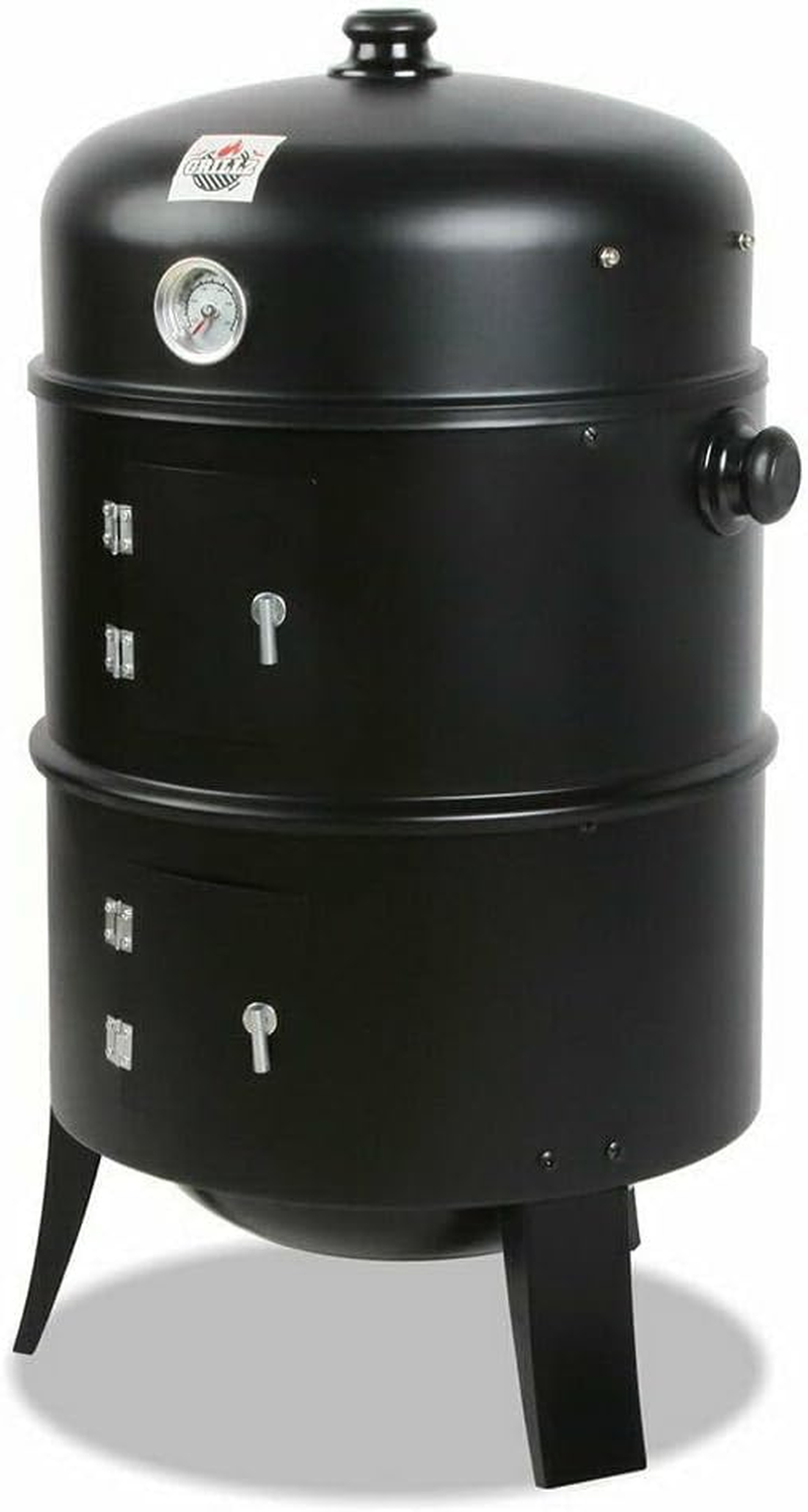 3In1 Portable Charcoal BBQ Vertical Smoker Roaster Grill Steel Water Steamer image number 3