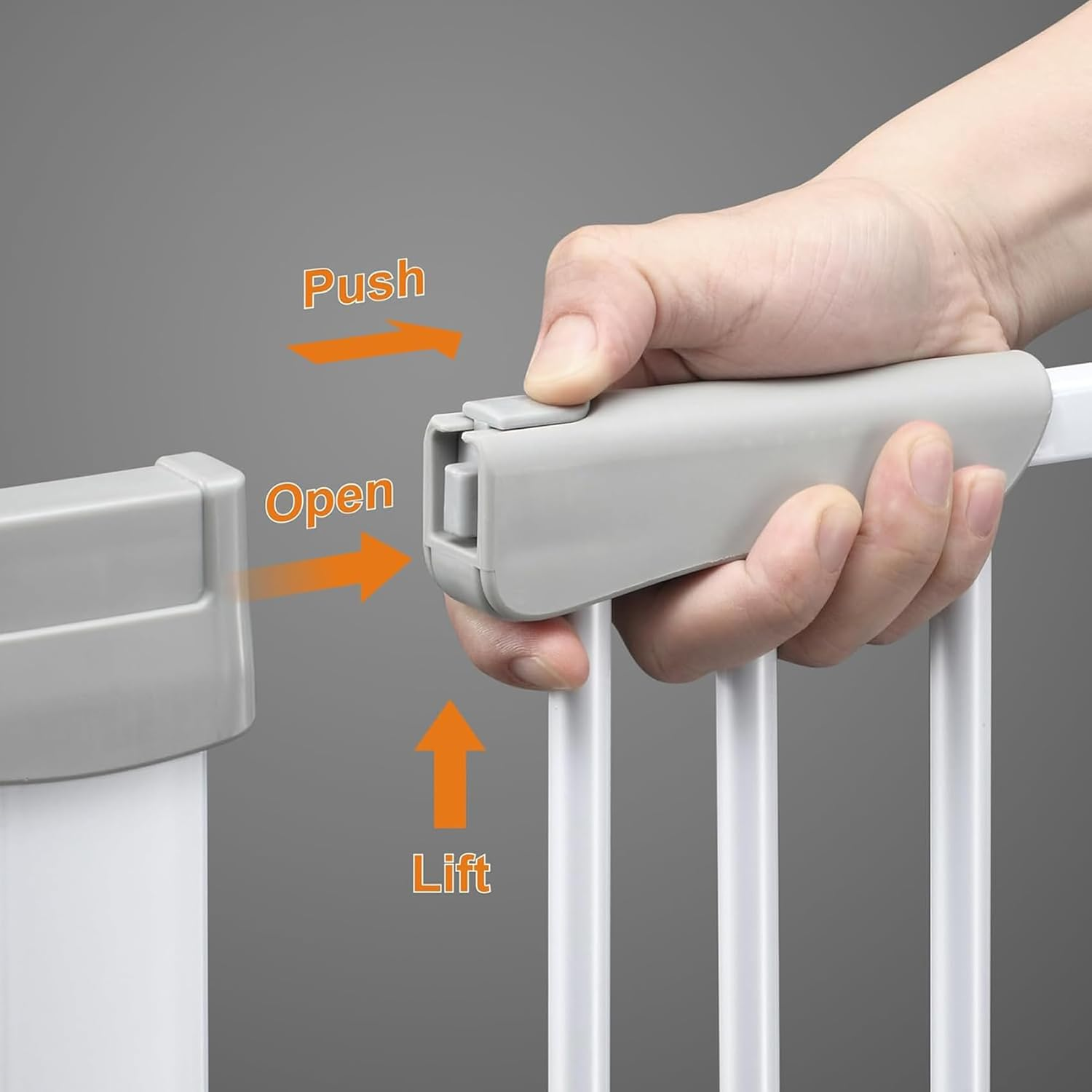 130Cm Tall Walk-Through Pet Gate, Extension 76-104Cm Wide Cat Dog Door for Doorway, Kitchen, No Drilling Pressure Mount Kit, White image number 4