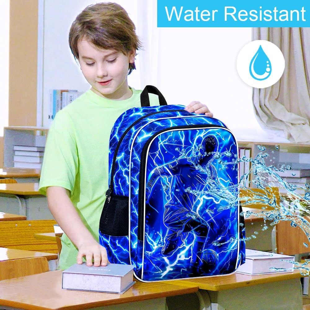 'ZLYERT 16'' Boy Backpack, 3Pcs Dinosaur Gamer Car Bookbag for Elementary Preschool Toddler, Kids Backpacks with Lunch Box' - Dinosaur Blue 01 image number 7