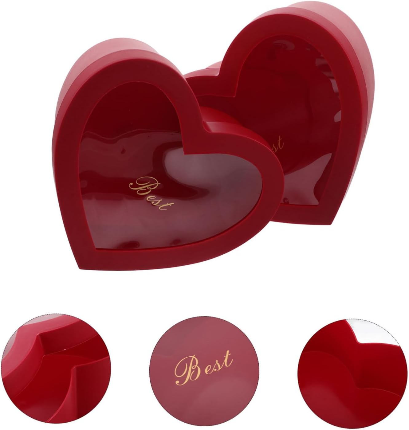 VALICLUD 2Pcs Red Heart Shaped Boxes with Window Versatile Present Holder for Flowers Perfumes Makeup for Valentine Day Weddings Special Occasions - Black image number 2