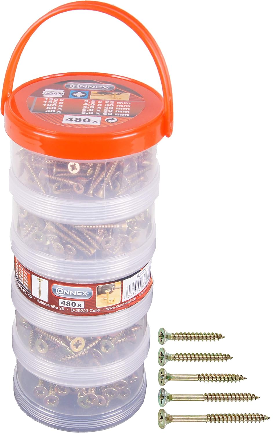 Connex B30305 Wood Srews Kit TX 480Pcs