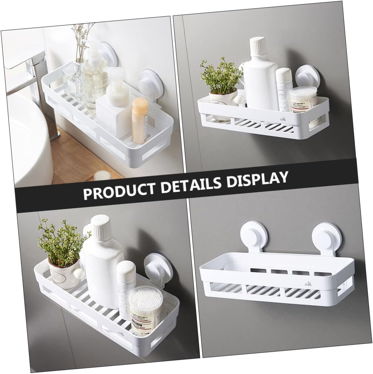 Levemolo Bathroom Wall Storage Rack Punch Free Toilet Hanging Shelf White Shower Organizer Bathroom Sundries Holder image number 5