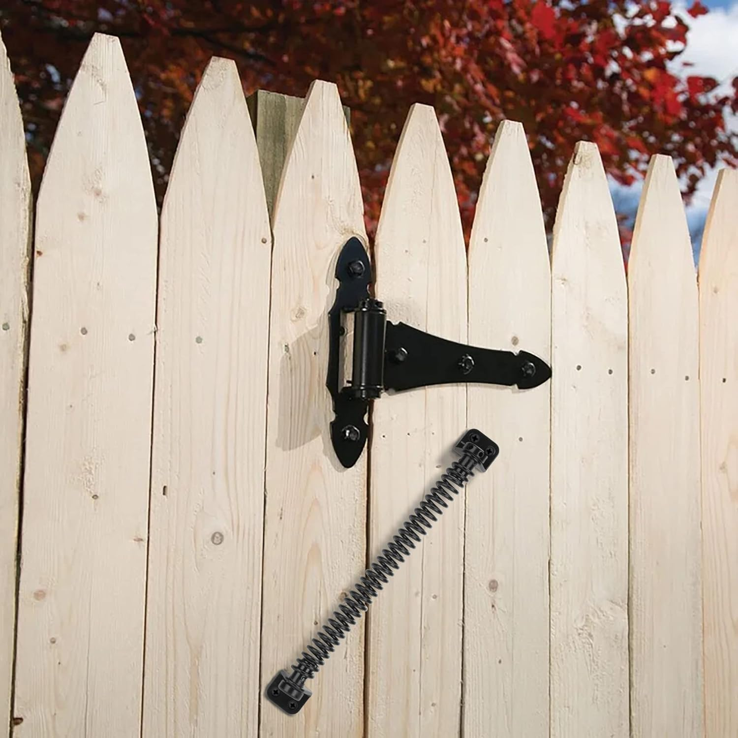 SANKINS 11-1/2" Gate Spring Self Closing Heavy Duty Outdoor Door Spring Automatic Metal Gate Closure Hardware with Adjustable Tool for Wooden and Vinyl Fence, Black