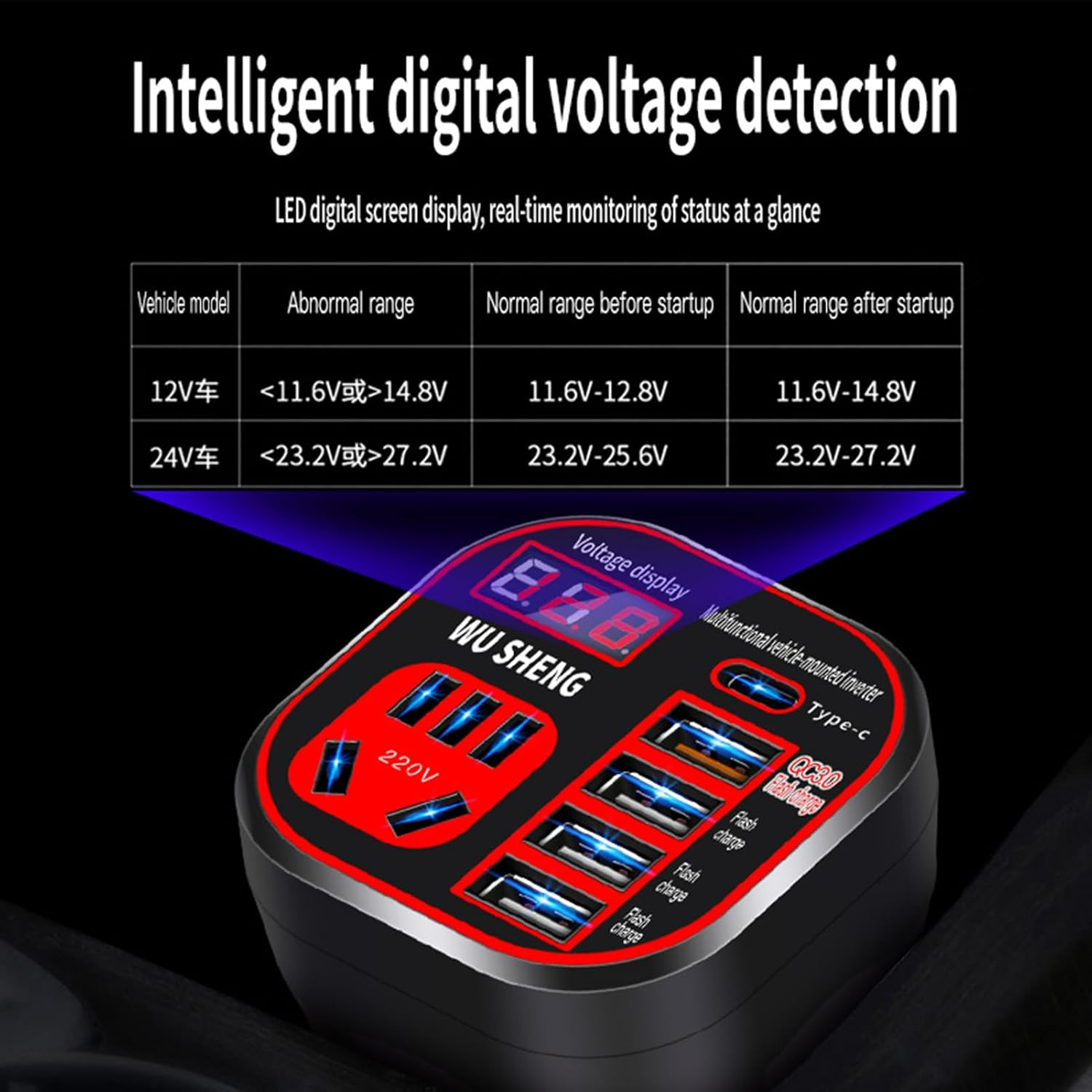 Car Inverter | Automotive Inverter - 220V Intelligent Charger for Cell Phone Laptop Vehicle SUV RV Truck Tractor image number 6