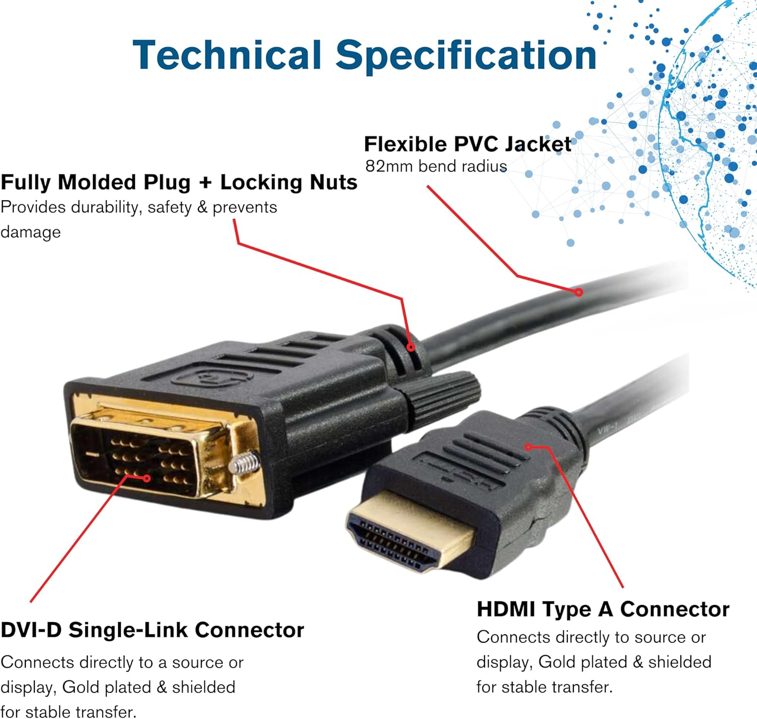 C2G/Cables to Go 42513 HDMI to DVI-D Digital Video Cable (0.5 Meters/1.6 Feet) image number 2