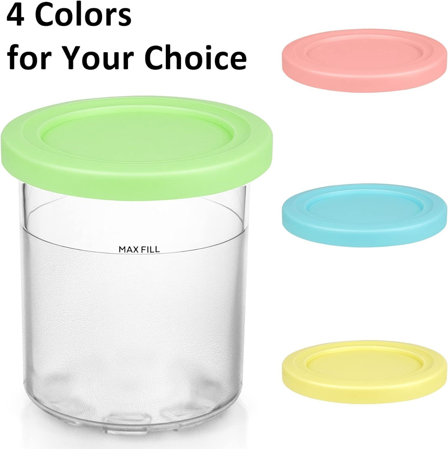 NEAGLORY Containers Replacement, Creami Pints and Lids for Ninja with NC301 NC300 NC299AMZ NC290 Series, Creamer Ice Cream Maker Machine Accessories, 4 Pack image number 3