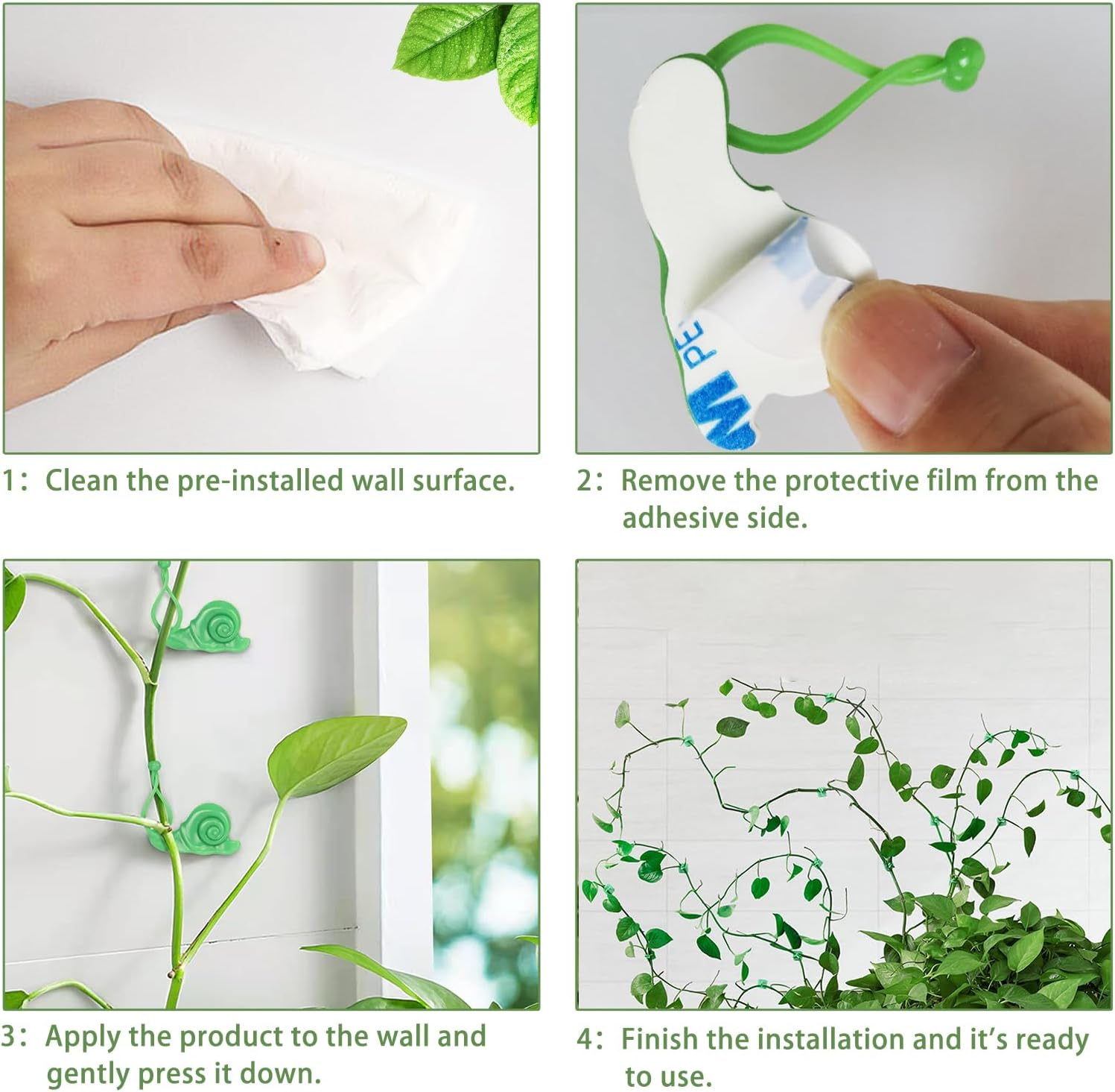 Revylink 50Pcs Snail Plant Clips for Vines Butterfly Wall Plant Clips for Climbing Training Sticky Hooks Hanging Plants Climbing Wall Fixture Clips Plant Climber Vine Plant Support Green image number 4