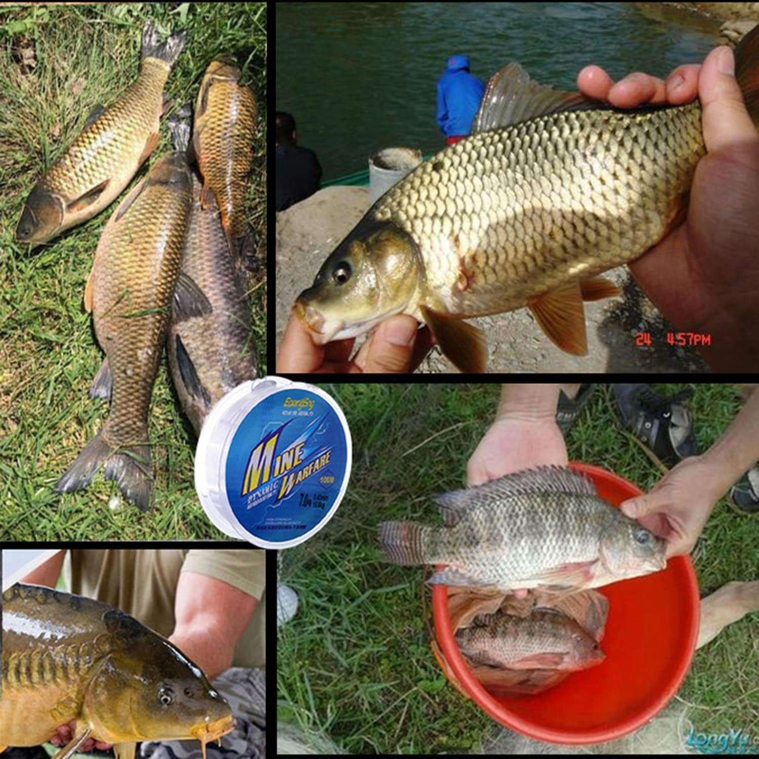 2 Roll Fish Line Nylon Thread Clear Fishing Wire for Hanging Decorations - Strong Clear String (Blue 8.0) image number 4