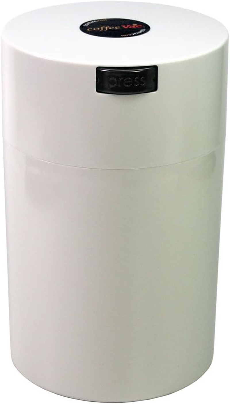 Tightpac America, Inc. CFV2-SWW Coffeevac Coffee 1 Lb- the Ultimate Vacuum Sealed Coffee Container, White Cap & Body