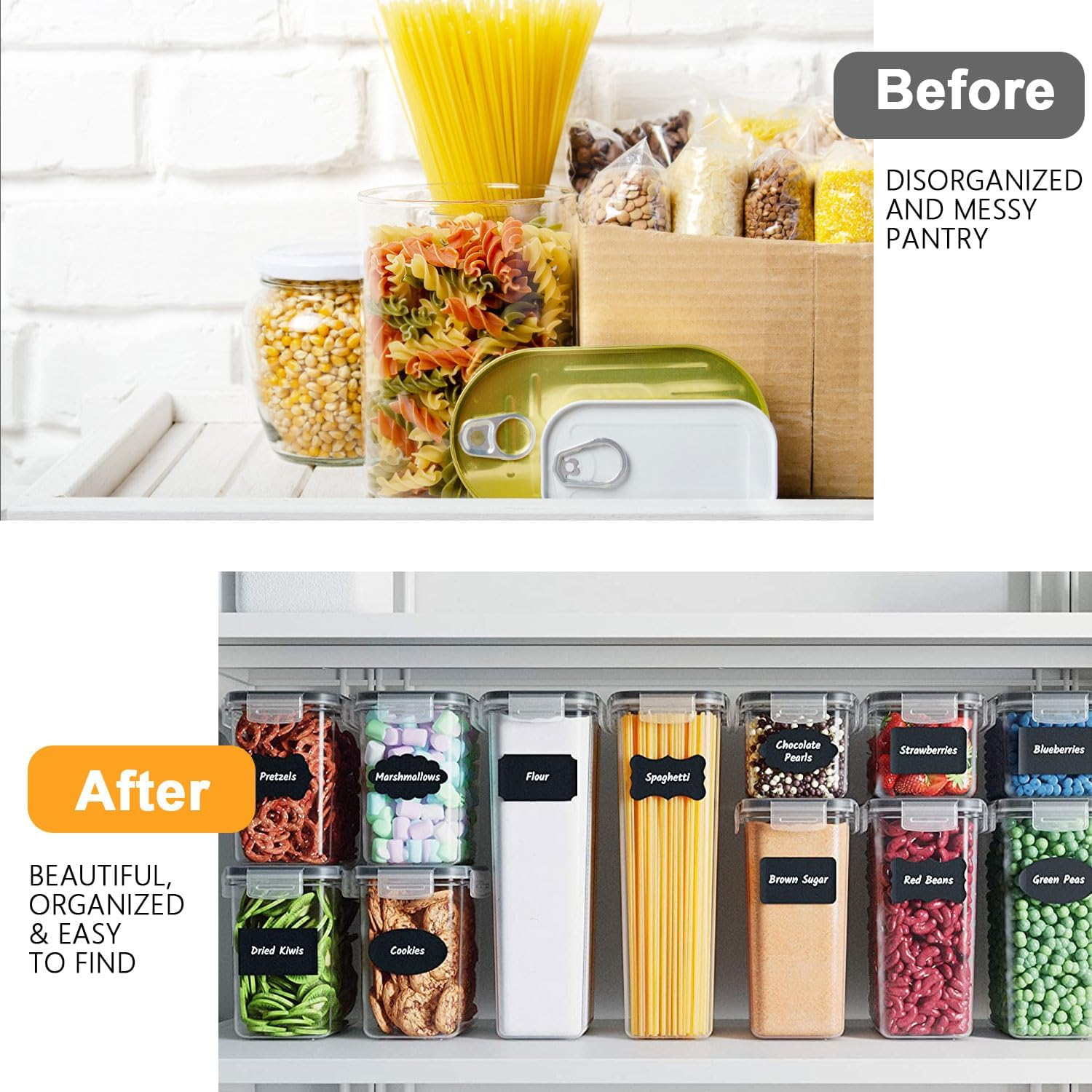 24 Pcs Airtight Food Storage Containers with Lids Clear Food Storage Containers Kitchen Pantry Organizers Storage Containers Bpa-Free Plastic Food Storage Box Food Canisters with Lids Airtight image number 6