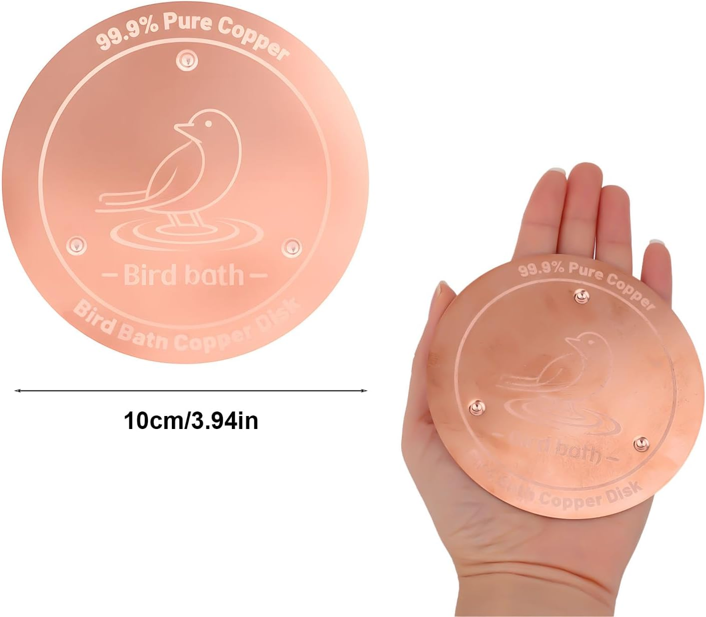 Bird Bath Copper Purification Disk, Triple-Point Support Bird Bath Cleaner Bird-Friendly Outdoor Purification Accessory for All Birdbaths & Bowls image number 1