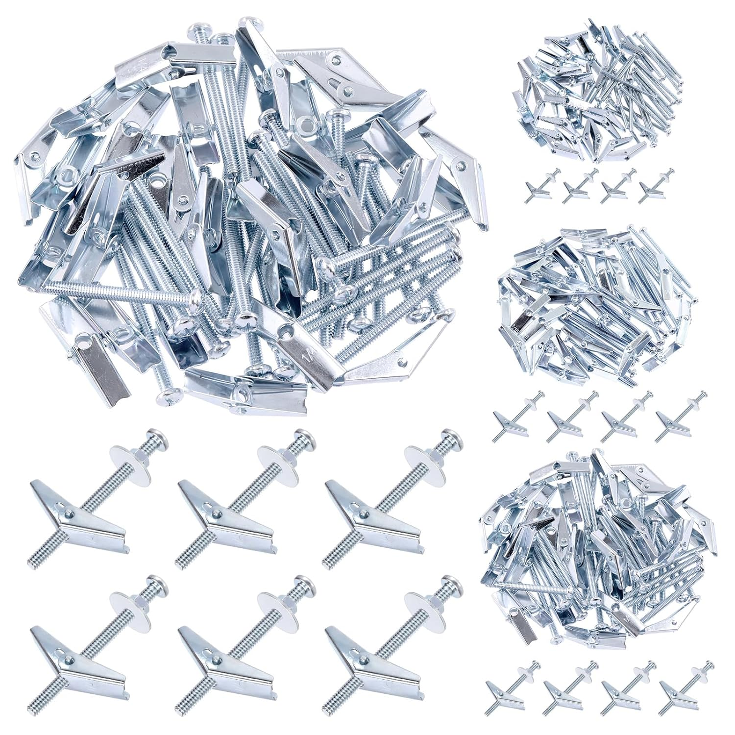 30 Sets 1/4" Toggle Bolts and Wing Nuts, Metal Toggle Bolts round Head Toggle Wing Nut Bolt Set Butterfly Toggle Anchors for Hanging Heavy Items on Drywall image number 2