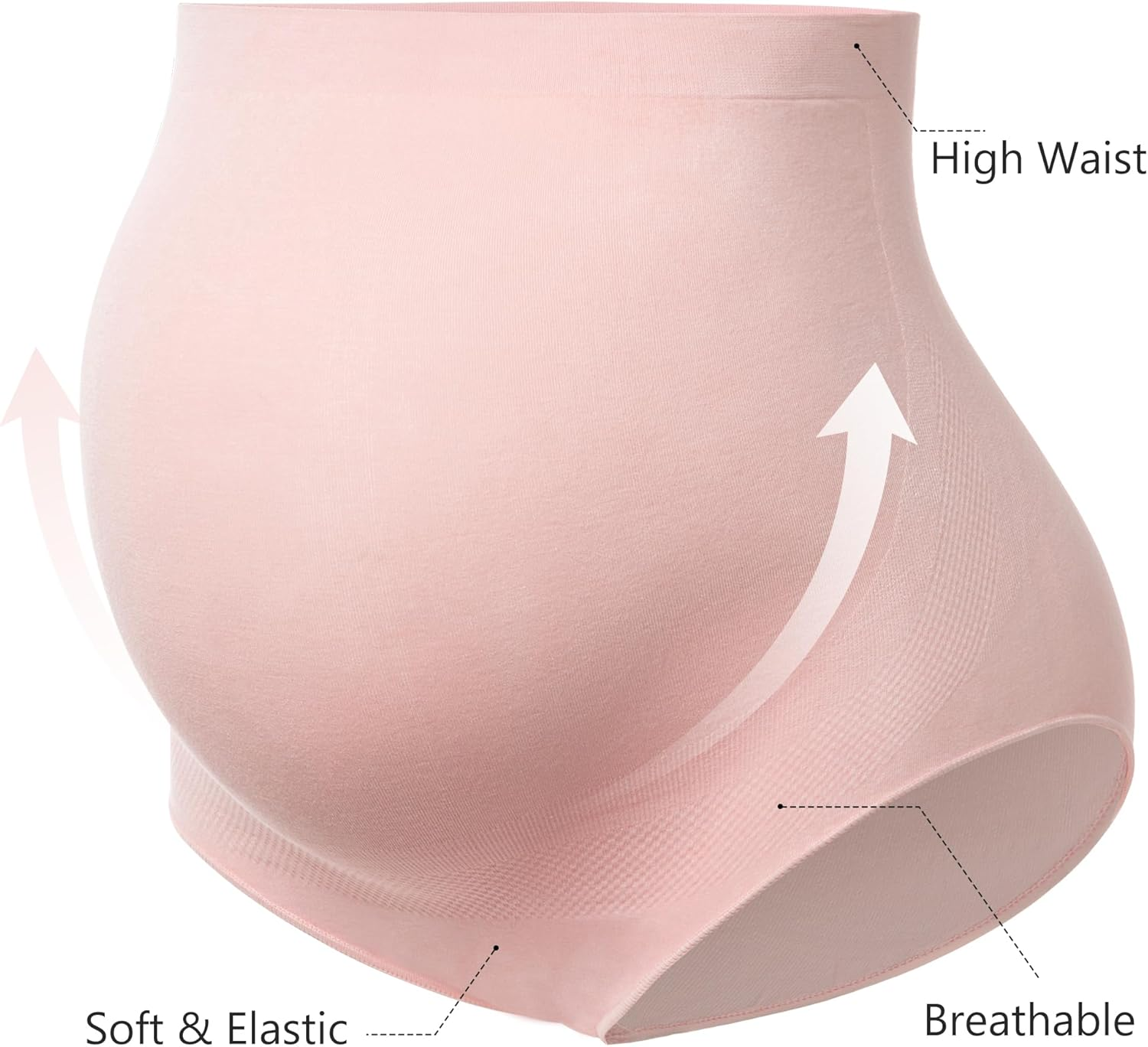 Angelhood Maternity Underwear over Bump, Seamless Maternity Support Panties, plus Size, Multi Pack image number 5