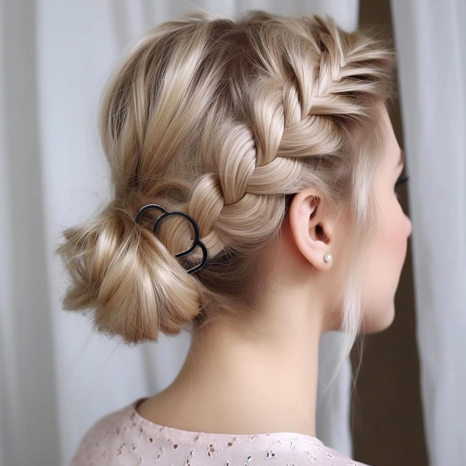 6 Piece Metal Hair Fork French Twist Comb for Updo Bun Hair Side Combs U-Shape Haire Fork Clip Hairs Styling Tool Messy Bun Maker Vintage Hairstyle Accessories for Women Hairs Accessories (Black) image number 1