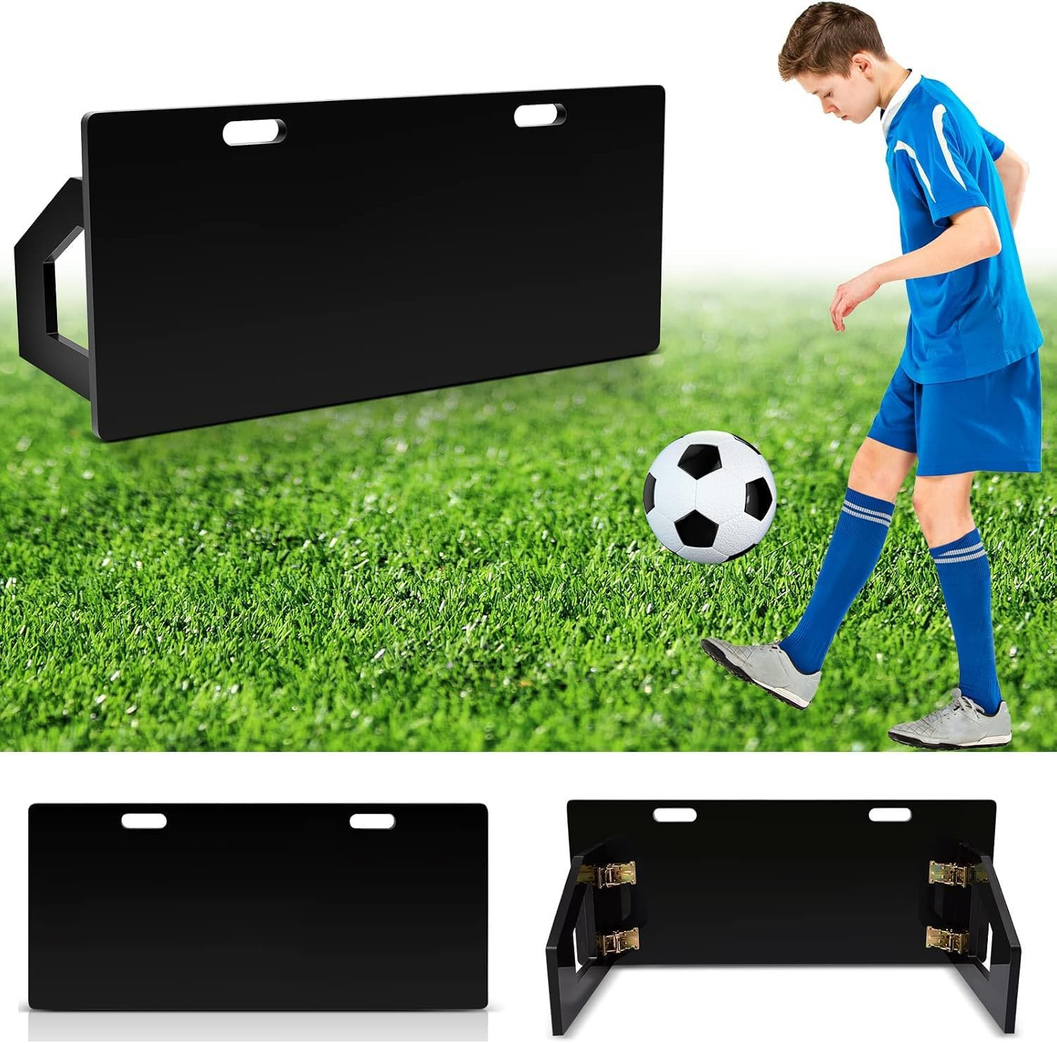 Soccer Rebounder Board Rebounder Soccer Goal Soccer Wall Rebound Equipment to Practice Kickback Ball Passing Training with Portable Dual Angle Board by Kids Adults Player Trainer image number 1