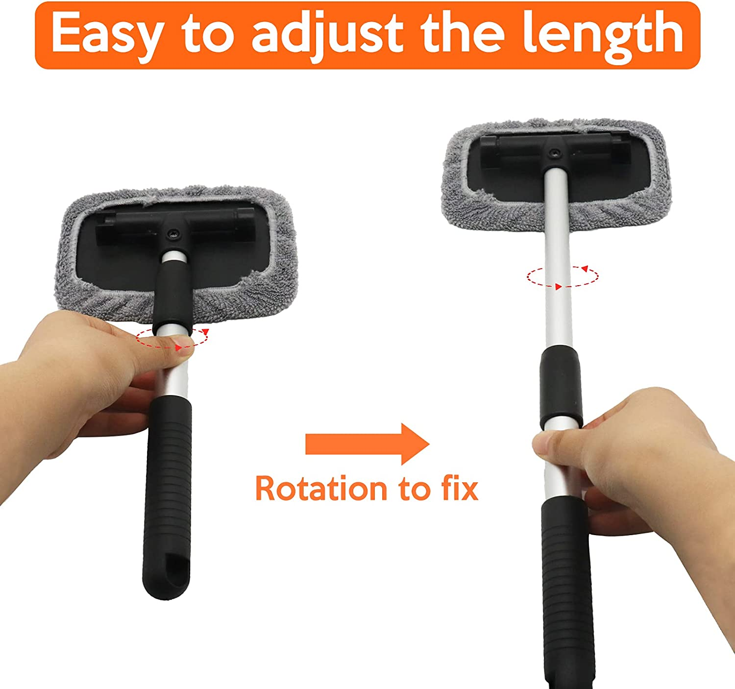 Windshield Cleaner Worthplanet Auto Glass Wiper Windshield Cleaning Tool with 2 Packs Washable Reusable Microfiber Covers and Extendable Handle W120046