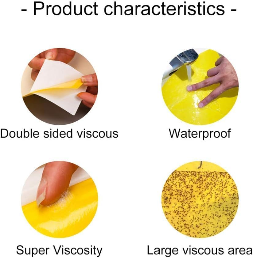 Weforu 60 Pack Sticky Fly Traps, Dual-Sided Yellow Sticky Traps, Portable Insect Traps for Flying Plant Insect Fungus Gnats, Mosquito Flies image number 2