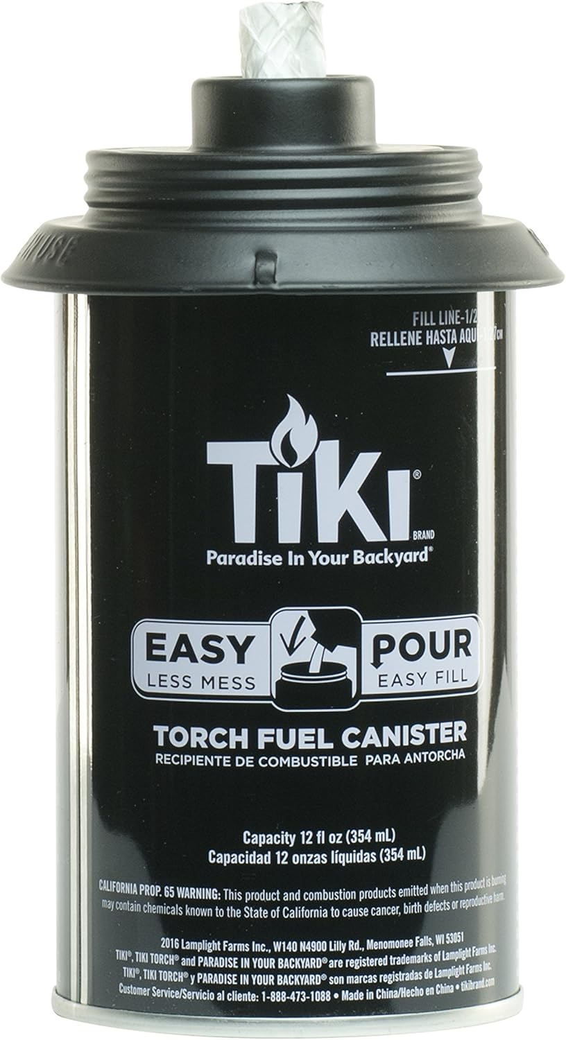 TIKI Torch Replacement Canister Set of 4 &ndash; Refillable Metal Torch Fuel Canisters with Easy Pour System, 12 Oz &ndash; Weather-Resistant Outdoor Lighting Accessories for Patio, Garden & Deck image number 1