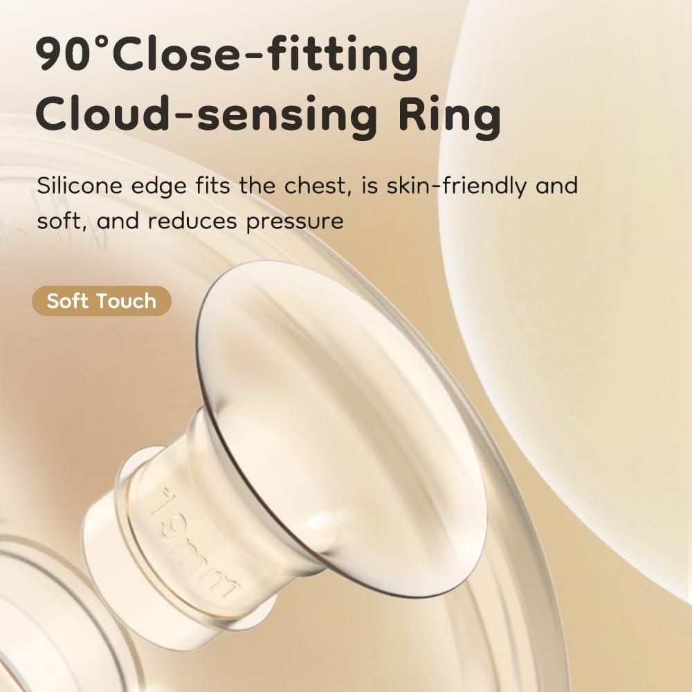 Hands-Free Breast Pump EB29 Pink, Wearable Pump with Comfortable Double-Sealed Flange(19Mm 24Mm 27Mm), Painless & Silent, 4 Modes & 12 Levels Memory Function for Easy Pumping, Smart Display，8-Piece Set image number 2