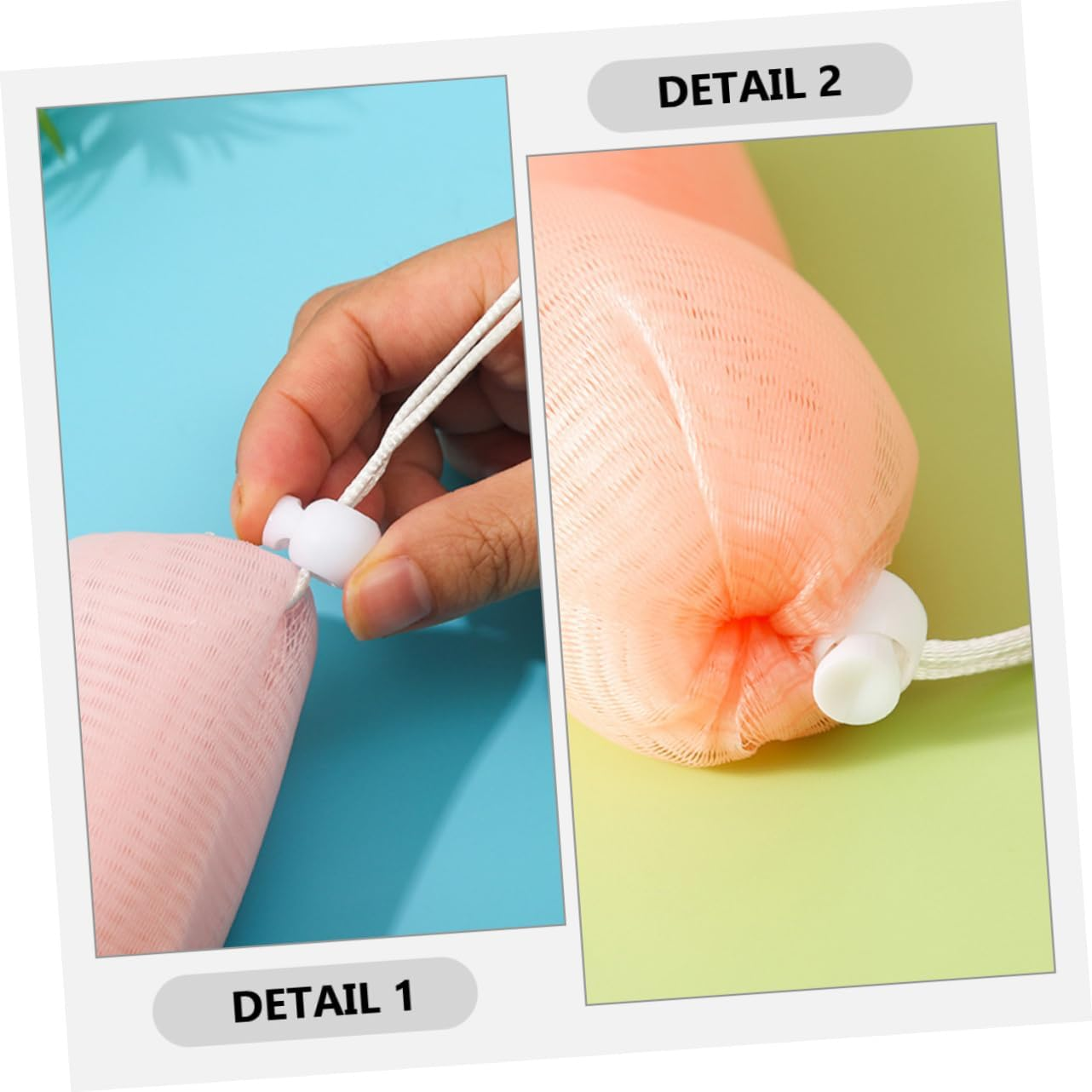 WOONEKY 5Pcs Mesh Soap Bags for Travel Foaming Soap Pouches Drawstring Exfoliating Scrubber Pouches Portable Holder for Handmade image number 1