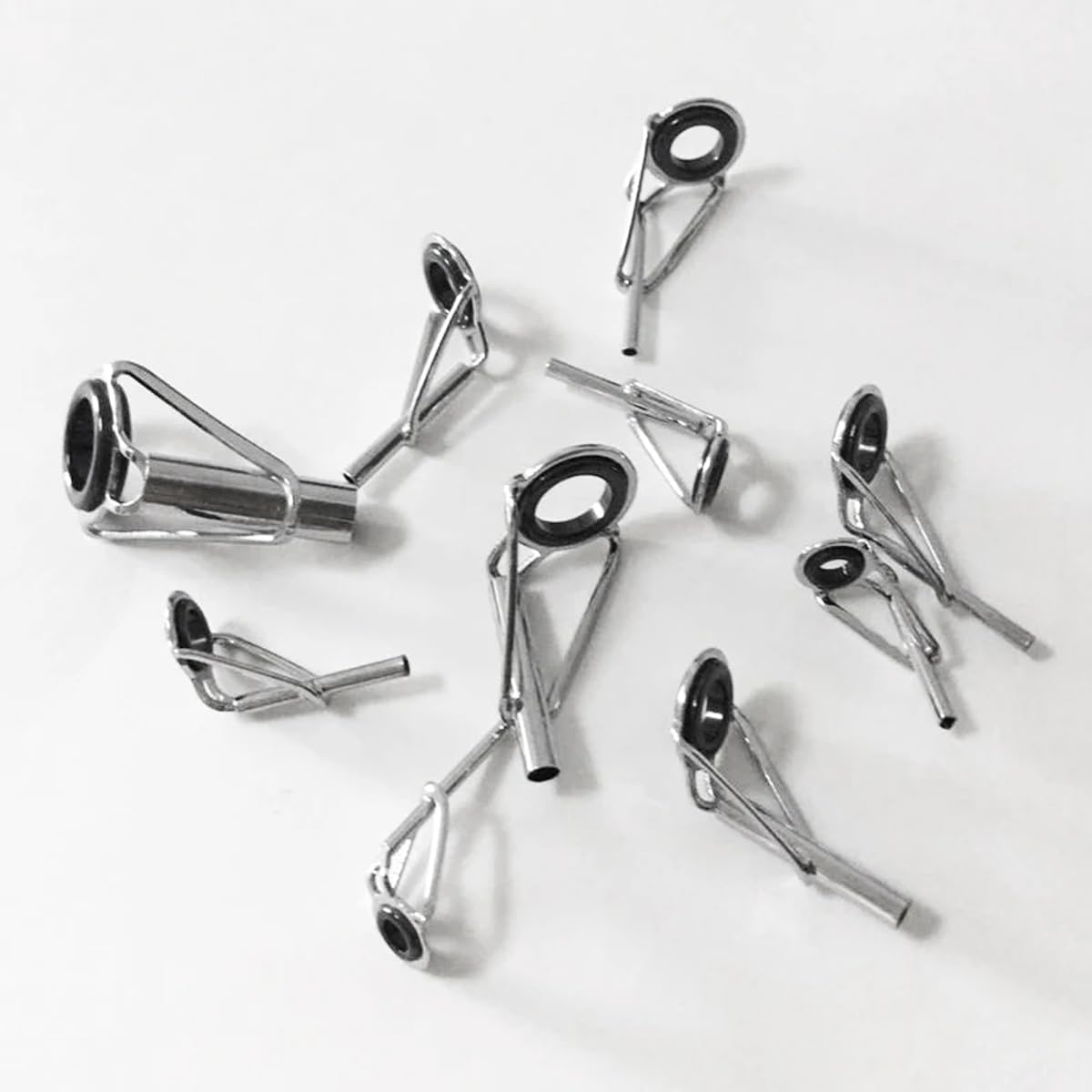 AIMALL 50PCS Fishing Rod Guide Tip Set with 10 Sizes Stainless Steel and Ceramic Line Ring Anti-Winding Rod Top Ring Repair Kit for Sea Fishing DIY