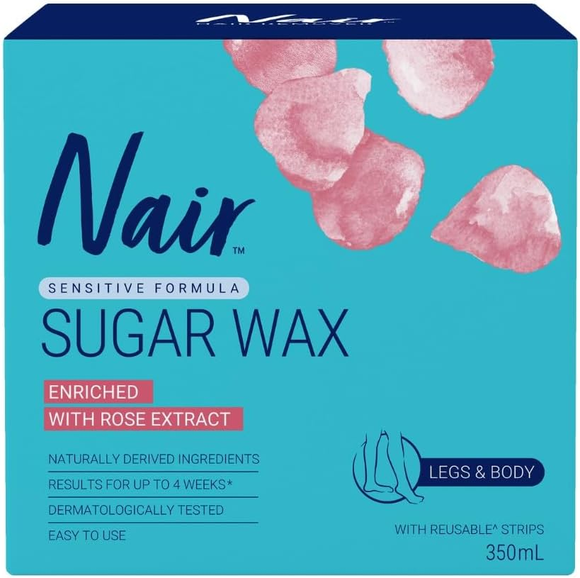 Nair Sugar Wax Hair Removal, 350Ml - Smooth Skin for Weeks, Natural Ingredients, Heat-Ready Formula, Works on Short Hair, Gentle on Skin - At-Home Waxing Kit