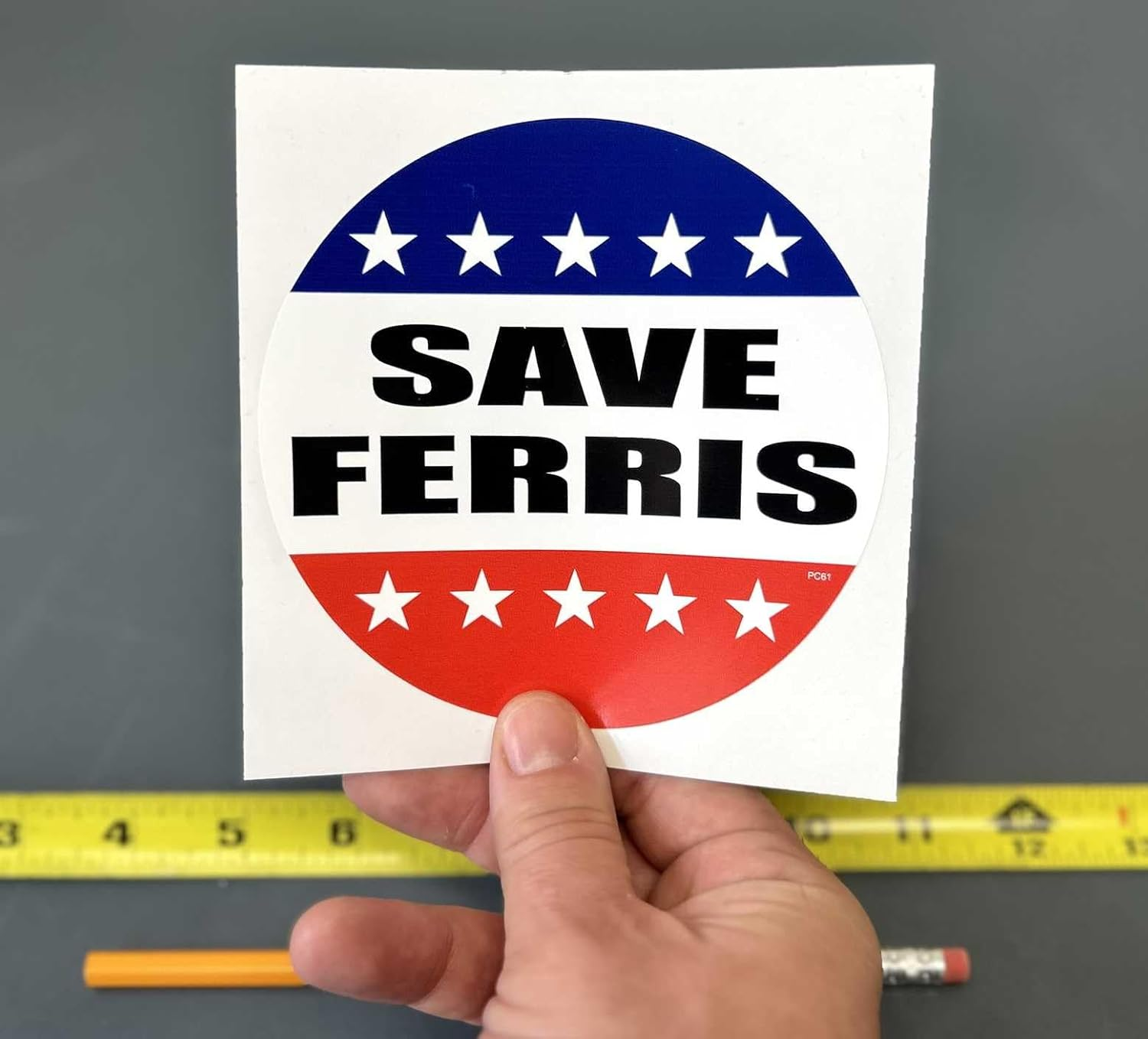 Gear Tatz - save Ferris - Movie Tribute Bumper Sticker - 4.75 X 4.75 Inches - Professionally Made in the USA - Vinyl Decal image number 3