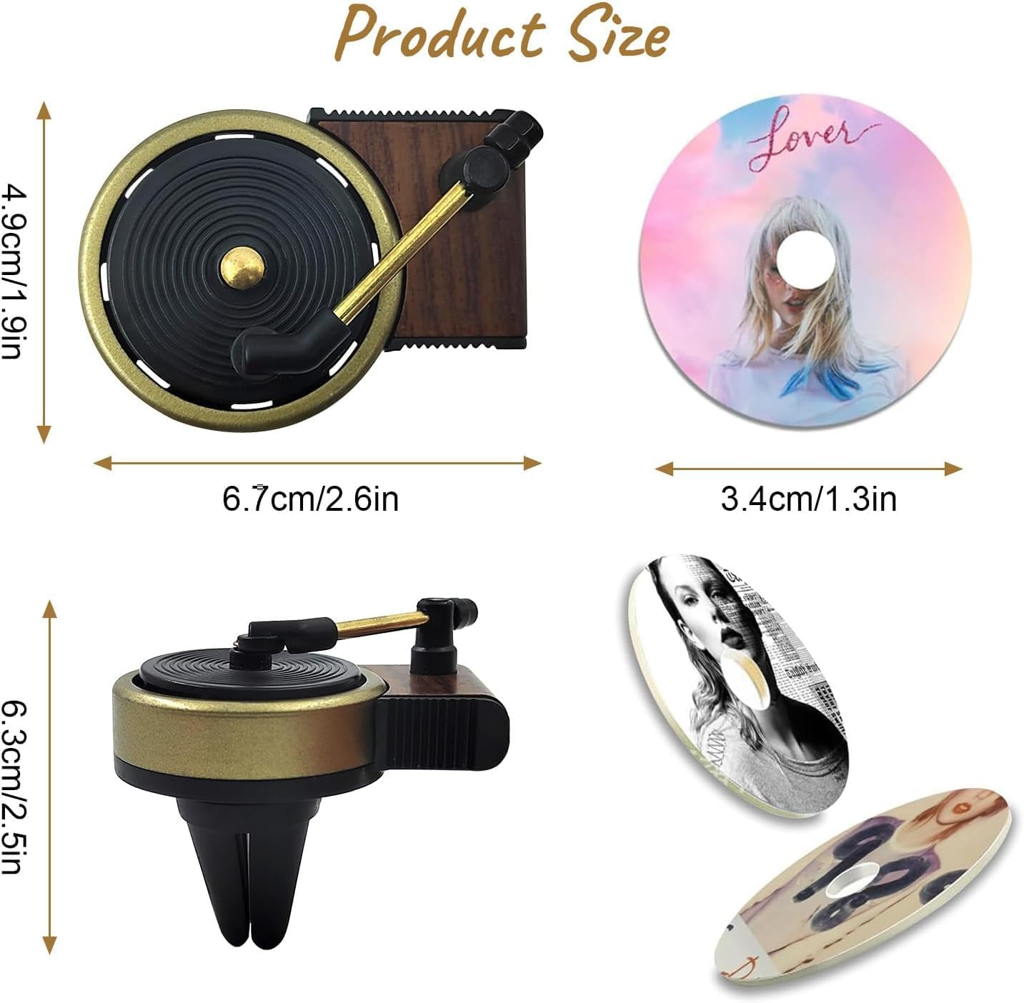 2 Pcs Taylor Car Air Fresheners Vent Clips with 12 Pcs Album Cover Air Fresheners, Retro Style Record Player Air Freshener Car Accessories Decoration, Music Lovers Gift image number 6