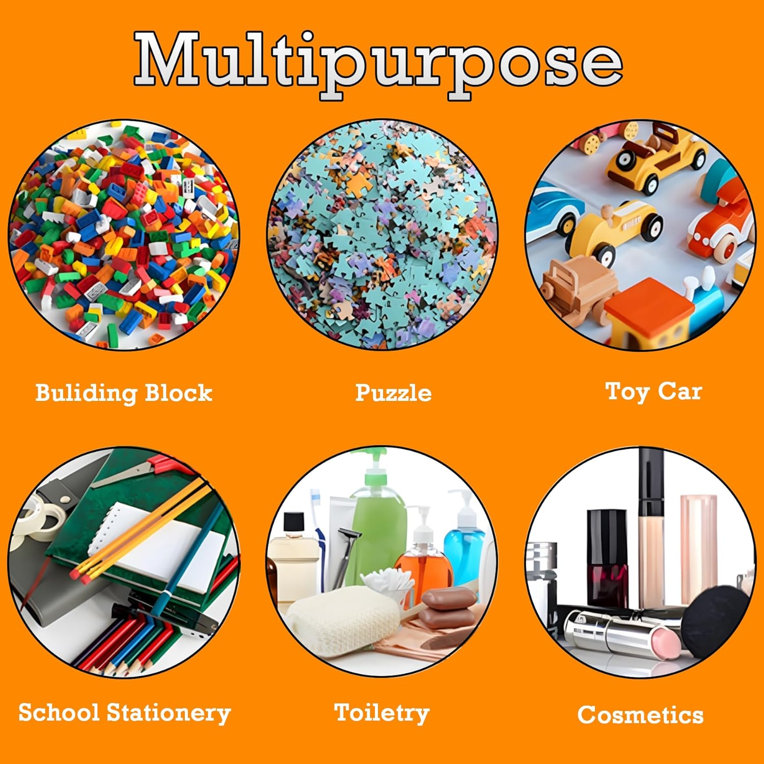 FORYUSE 8 Pack Toy Storage Bags Reusable Clear PVC Board Game Storage Travel Waterproof Handheld Organiser Bag with Zipper for Building Blocks, Puzzle, Kids Books, Makeup image number 5