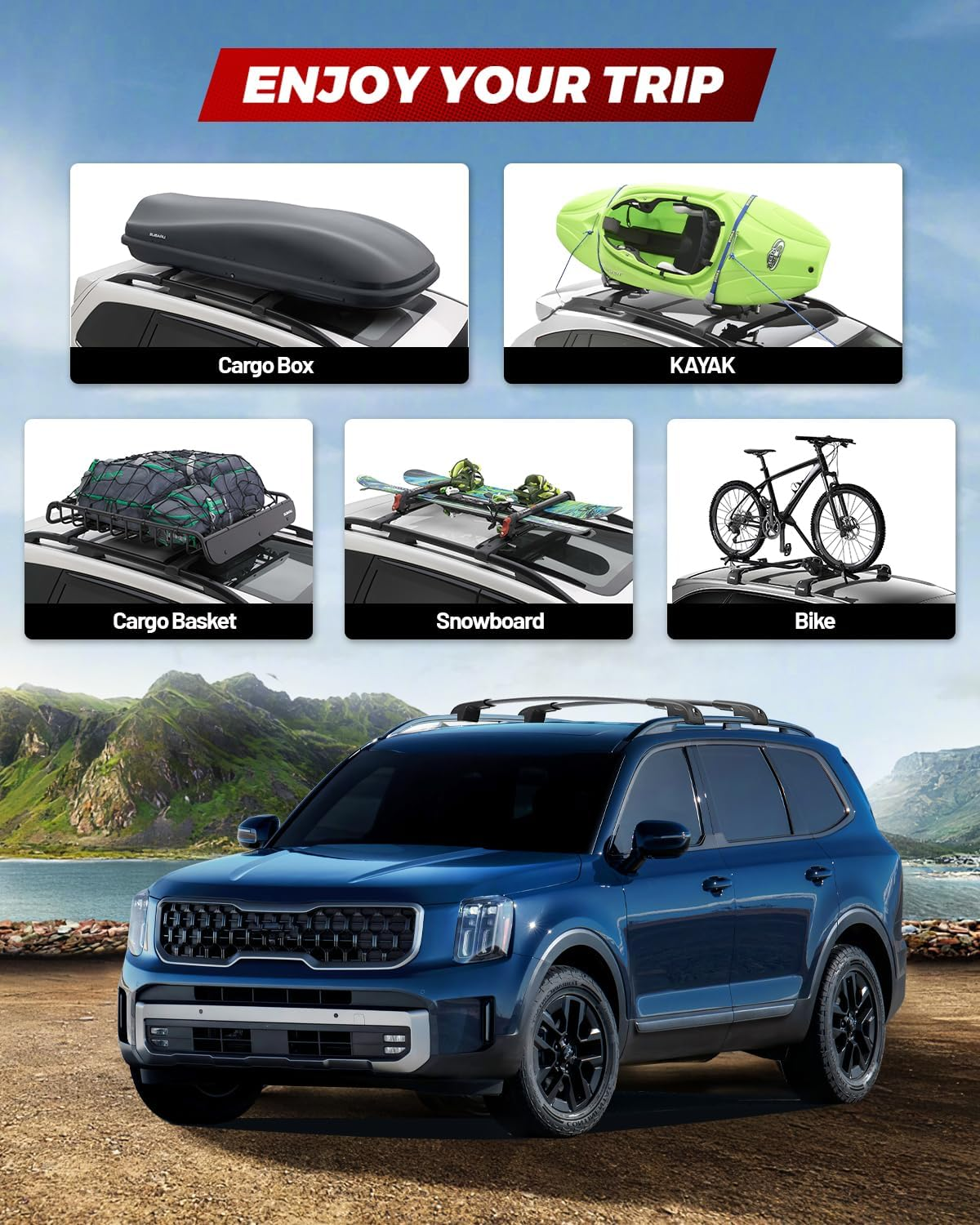 Car Roof Rack Cross Bars Compatible with KIA Sportage X-Line Awd/Sportage X-Pro/Sportage X-Pro Prestige 2023-2024 with Lock for Rooftop Cargo Carrier Luggage Kayak Canoe Bike Snowboard