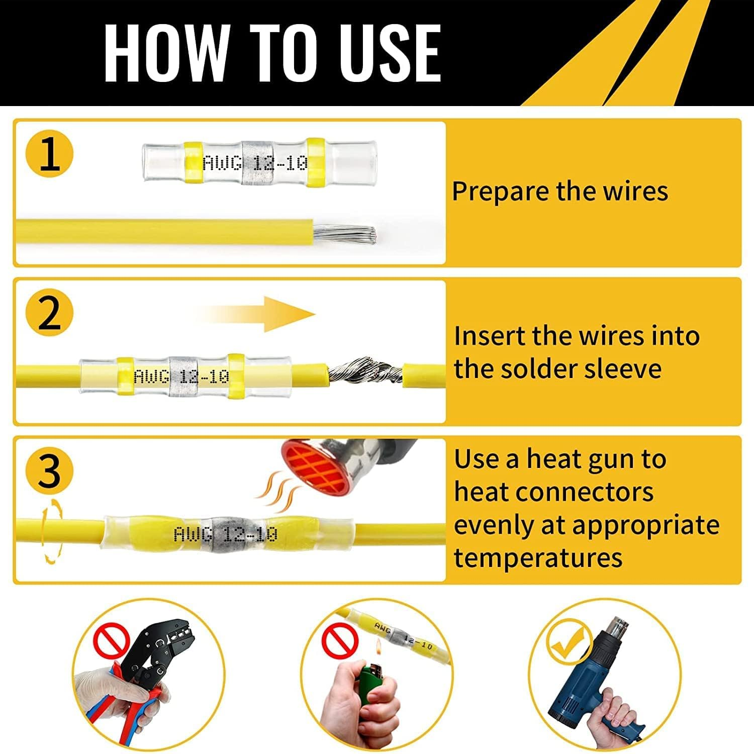 Sopoby 500PCS Solder Seal Wire Connectors, Self Soldering Heat Shrink Butt Connector Solder Sleeve Waterproof Insulated Electrical Butt Splice Wire Terminals for Marine Automotive Boat Truck image number 1