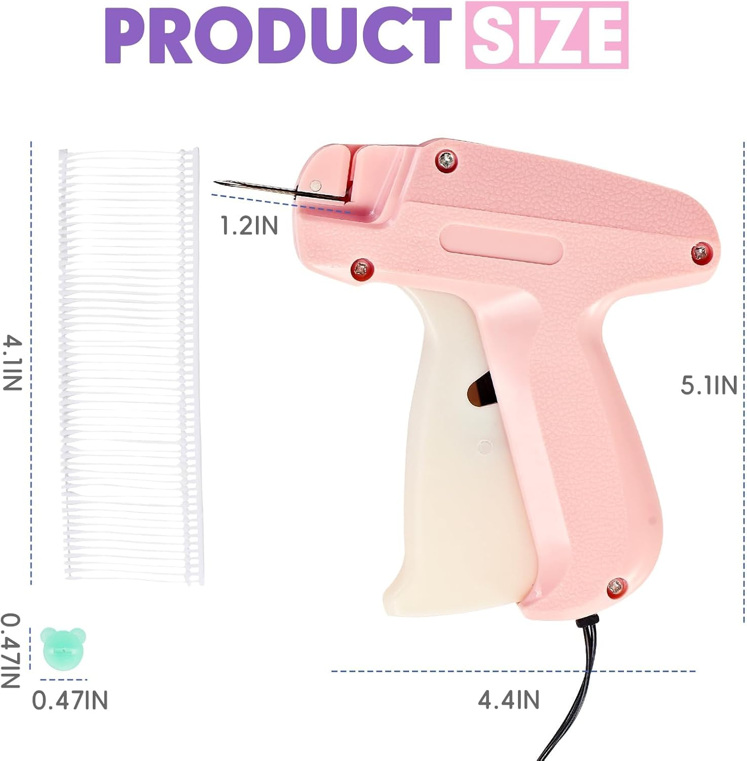 Stitchy Tagging Gun for Clothes - Comes with 50 Luminous Bear Fasteners, 330 Short & 330 Long Glue Needles, Acts as Hand Held Sewing Machine image number 3