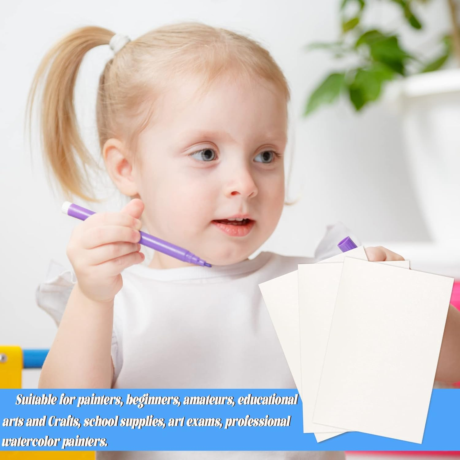 Fyess 120Pcs 100% Rag Cotton White Watercolor Paper 140Lb Heavyweight Paper Watercolor Paper Cards Cold Press Paper Bulk Watercolor Drawing Student Artist for Kids,5 X 7 Inch image number 3