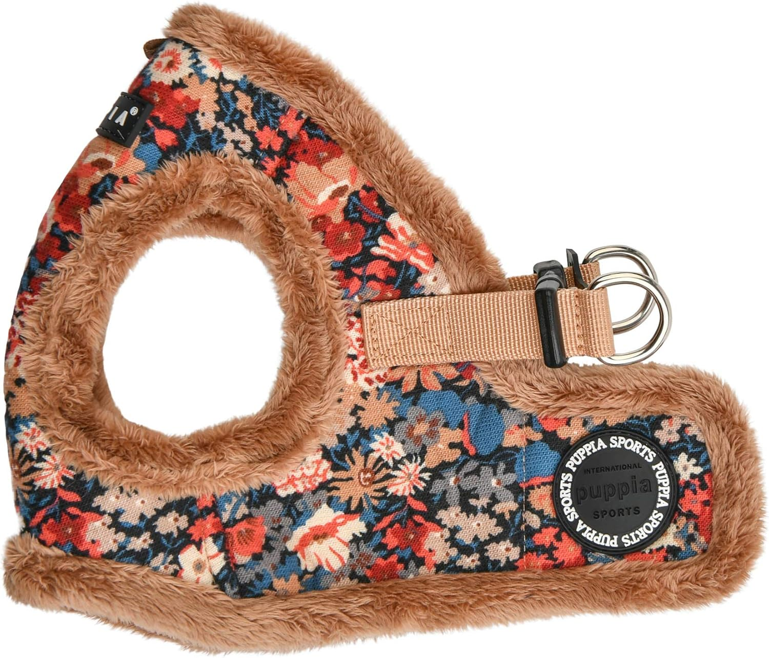 Puppia Gianni Vest Dog Harness Step-In Warm Winter Flower Pattern for Small and Medium Dog, Navy, Large