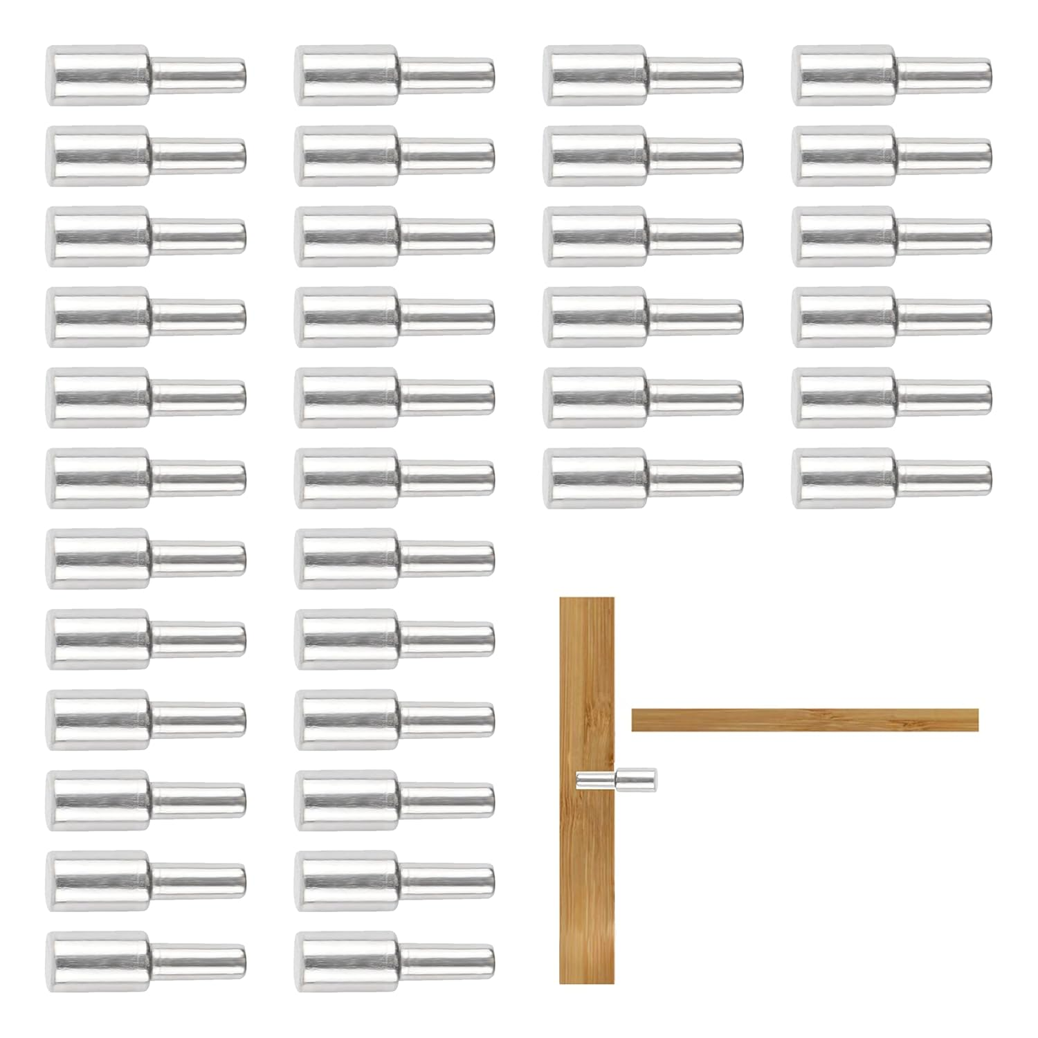 36Pcs Sliver Cabinet Board Support Pegs, 3Mm Metal Shelf Pins,Furniture Shelves Bracket,Small Shelf Support Pins for Kitchen Cabinet Bookcase Furniture and More image number 1