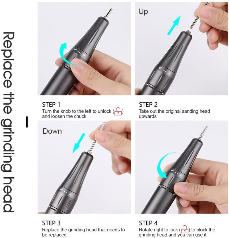 Tootoo 35000RPM Portable Nail Drill Machine Rechargeable E File Fits Manicure Pedicure (Silver) image number 3