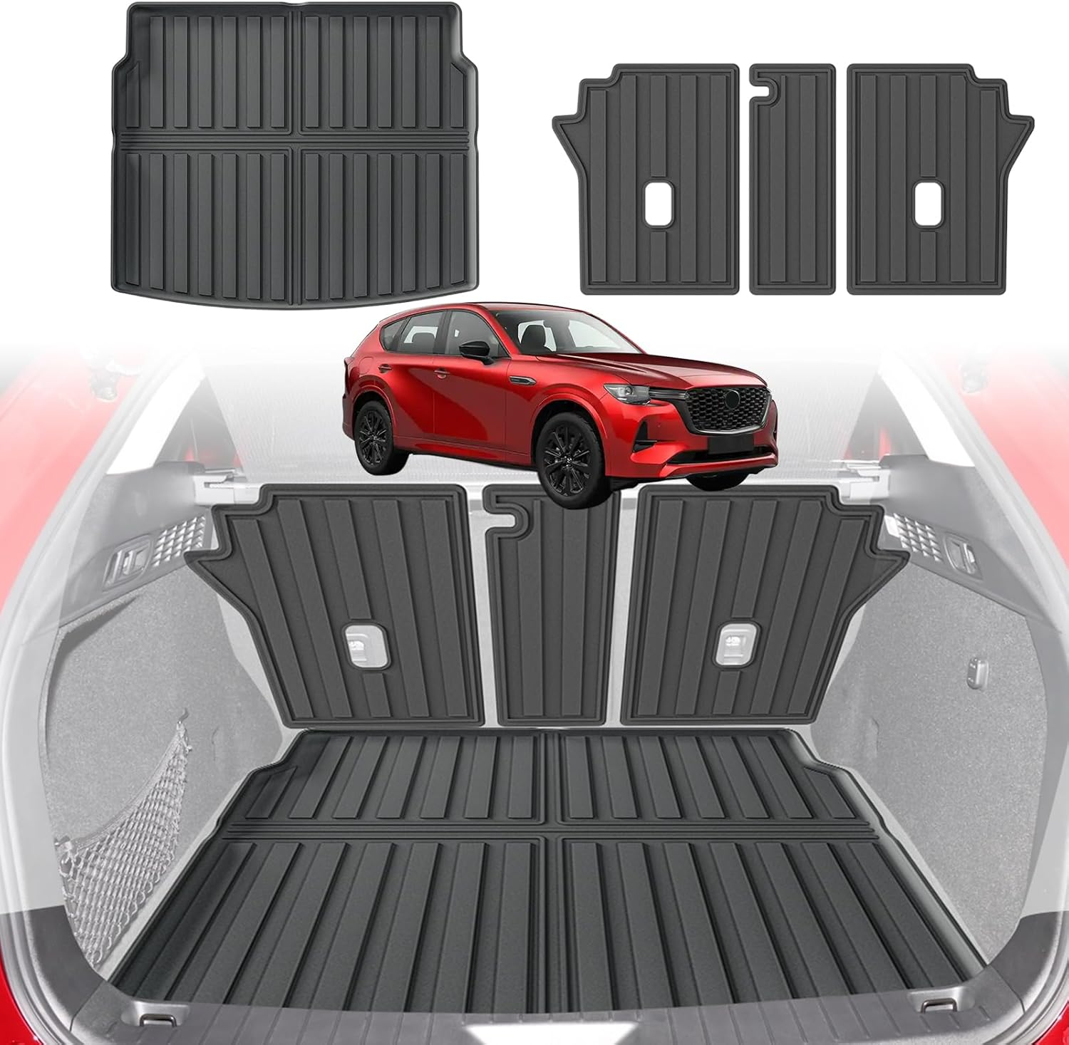 Cargo Liner Boot Liner Back Seat Protector for Maz-Da CX-60 2022-2025 TPE Mat Heavy Duty Car Seats Kick Mats Cover Car Accessories Back Seat Protector Cover (Boot Liner+Back Seats Mat) image number 3