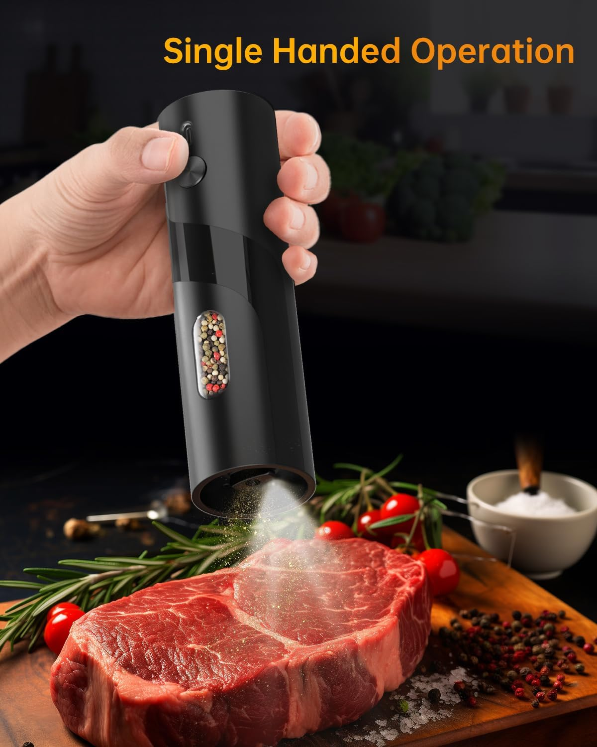 CIRCLE JOY Electric Pepper Grinder, Top-Refill Battery Operated Pepper Mill Grinder with Upgraded 110ML Capacity, Adjustable Coarseness, Led Light image number 5