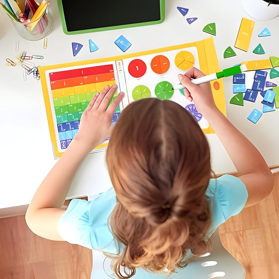 1Pcs Magnetic Fraction Educational Puzzle,Magnetic Fraction Tiles and Fraction Circles with Pen, Book Puzzle for Children Math Fraction Manipulatives Elementary School. image number 1