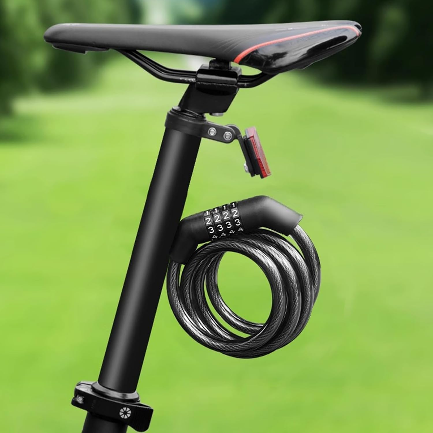 Cure Your Bike with a Keyless Combination Cable Lock, 4-Digit, Coiled Security Lock for Mountain Bikes, Road Bikes, Electric Bicycles, Scooter, Bike Lock image number 4