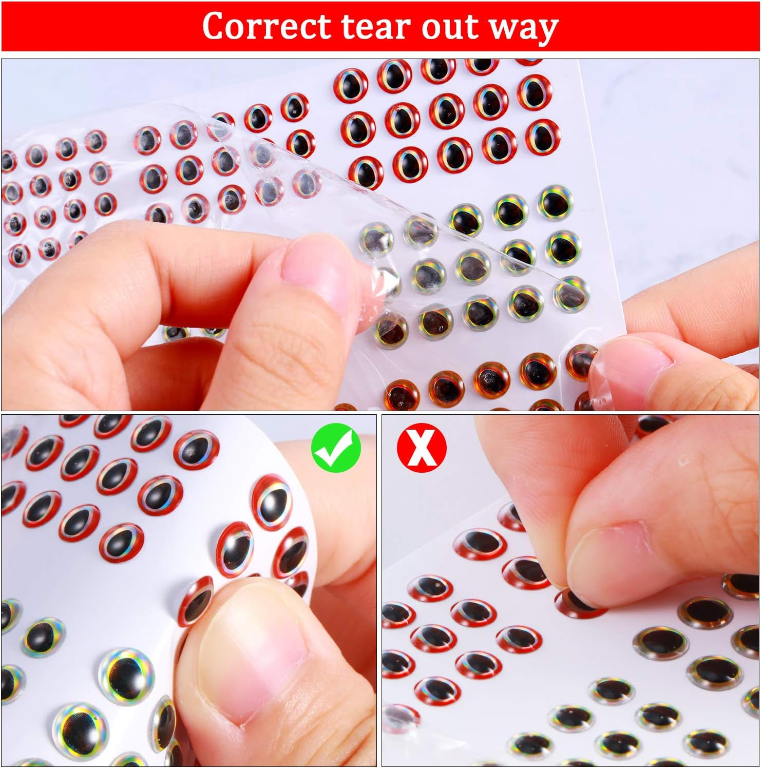 Gejoy 1242 Pieces 3D 4D Fishing Eyes Oval Fishing Lure Eyes Realistic Fishing Eye for Making Fishing Bait Fly Tying Streamers Lures Crafts (6 Sizes: 3 Mm/ 4 Mm/ 5 Mm/ 6 Mm/ 8 Mm/ 10 Mm) image number 3
