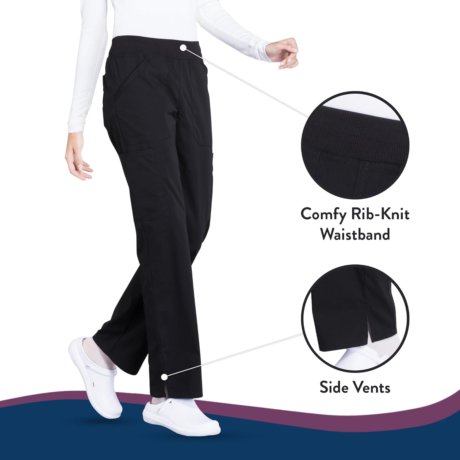 CHEROKEE WW Professionals WW170 Mid Rise Straight Leg Pull-On Pant image number 6