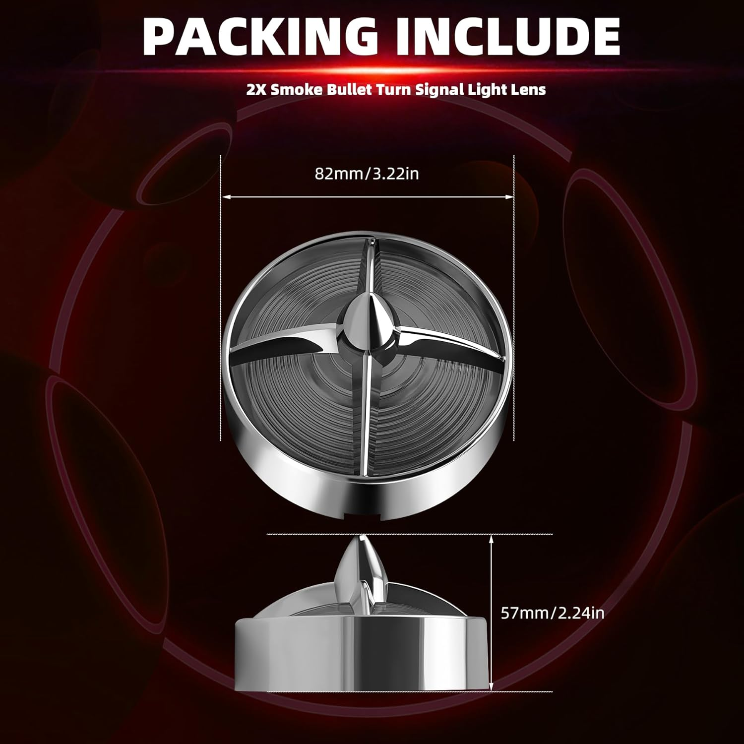 FATECIM 3 1/4" Turn Signal Light Covers Turbine Replacement Smoke Lenses Screw-In Style for Harley Touring Road Glide Road King Electra Glide Heritage Softail Fatboy Softail Springer Chrome Bezel image number 3