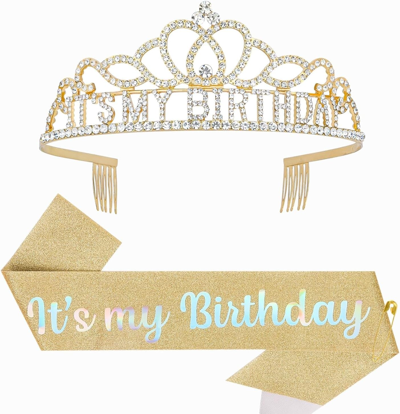 KIUEZIR It'S My Birthday Headband and Sash Set for Women