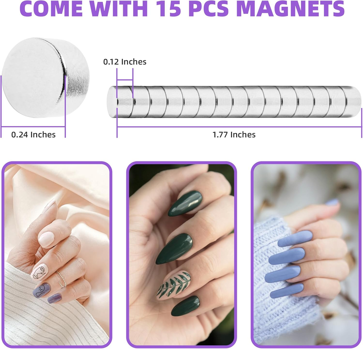 Yaya Acrylic False Nail Clipper with Magnets, Nail Tip Cutter with Length Measurement, 15Pcs Magnets (Rainbow) image number 3