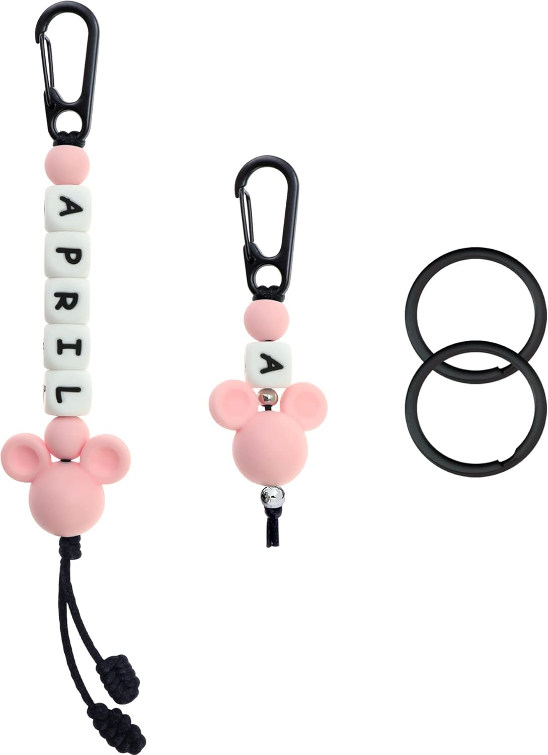 Personalised School Bag Name Tag Child ID Tag with Name, Silicone Beaded Name Tag for Childcare, Daycare, Kindergarten Backpacks - Grey Cat image number 1