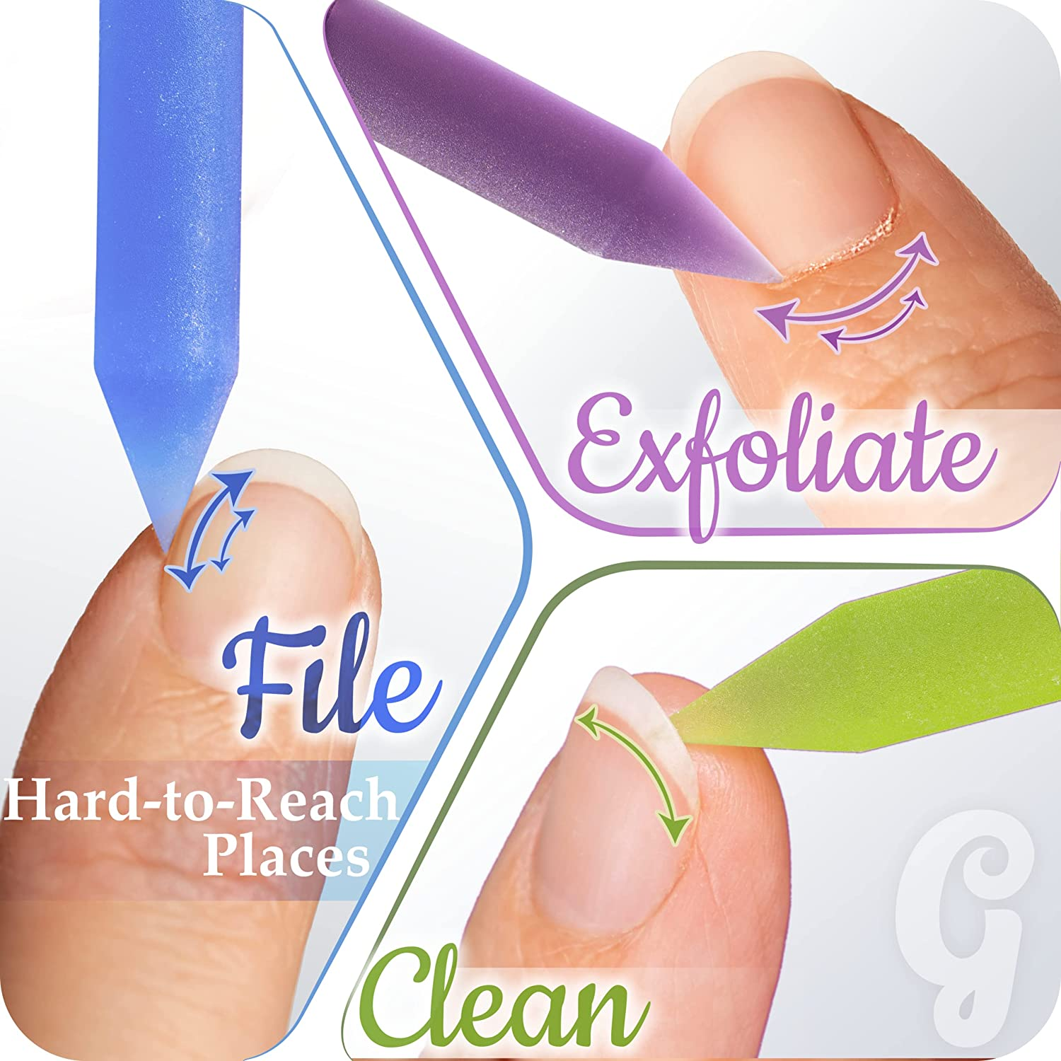 GLADZY Glass Cuticle Pusher - Manicure Cuticle Stick - Crystal Glass Cuticle Remover - Professional Nail Care Tool - Genuine Czech Quality Premium File Set - Glass Cuticle Pusher - Turquoise image number 2