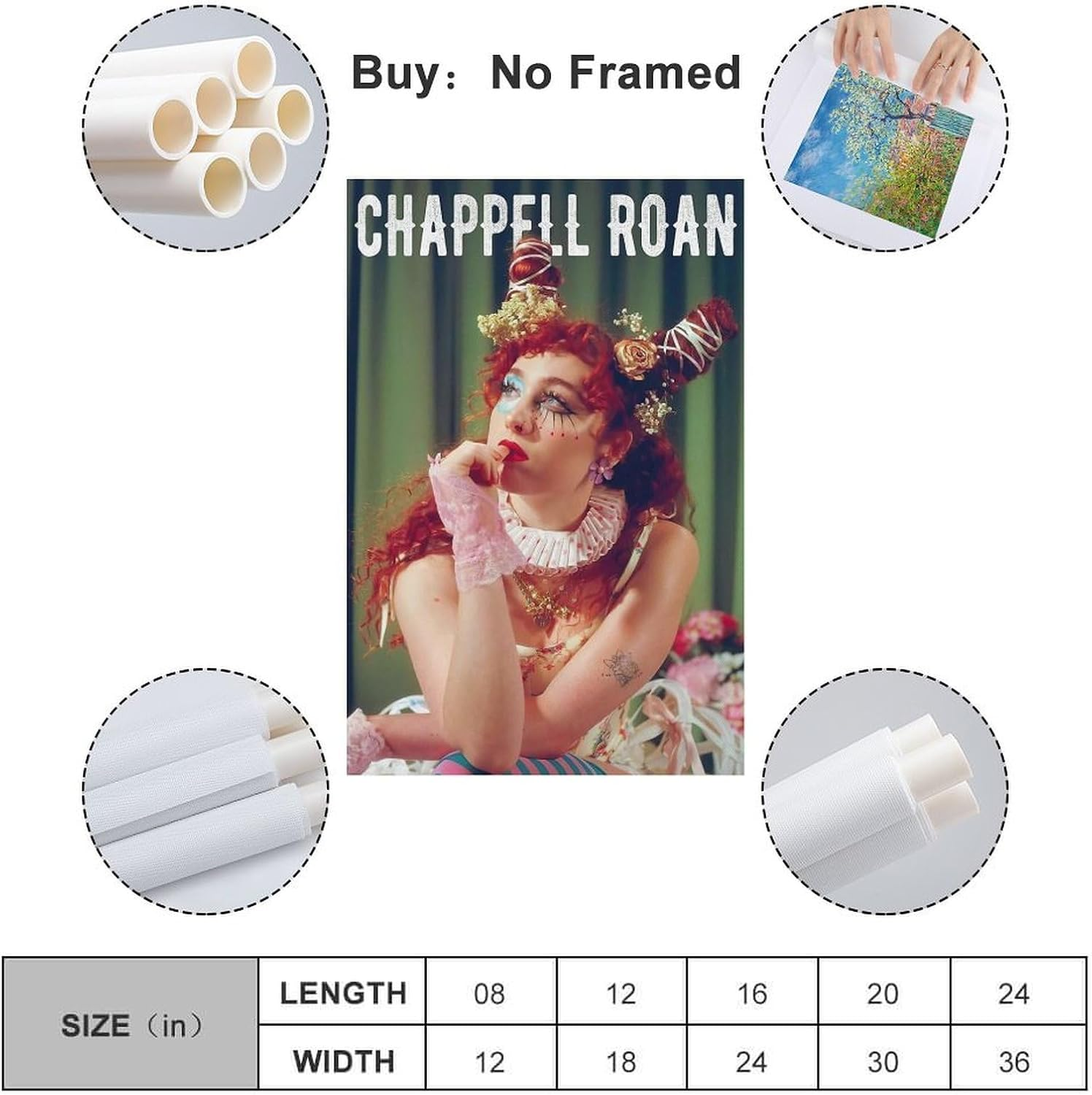 Chappell Roan Poster Album Cover Poster Canvas Painting Wall Art Picture Home Decor Print for Bedroom Living Room Dorm Study Bar Office 12X18Inch(30X45Cm)