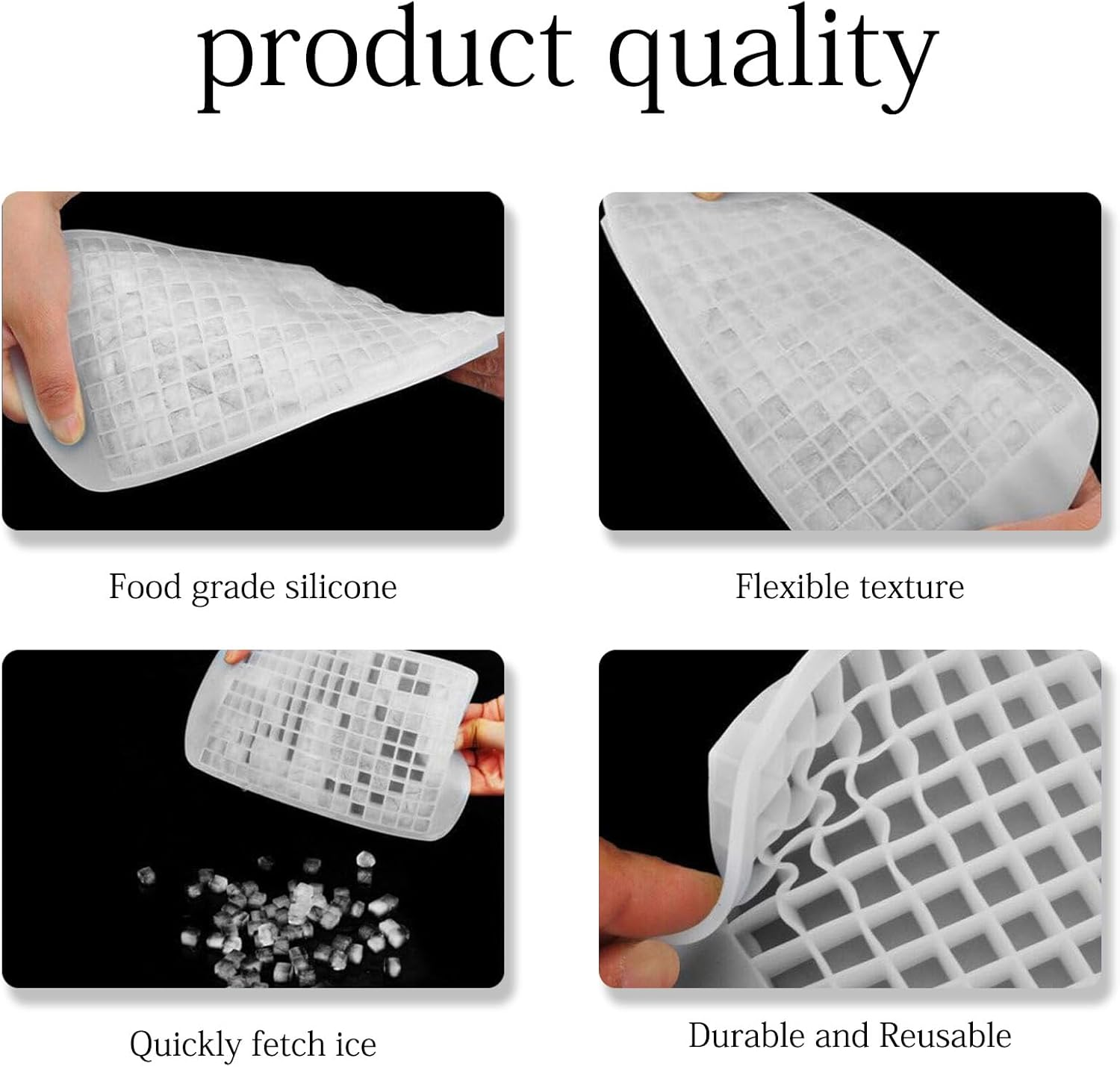 Mini Ice Cube Trays,2 Pcs Silicone Mini Ice Cube Tray,160 Grids Silicone Ice Cube Moulds, Used for Food- Grade Ice Cube Mold for Freezer Baby Food,Whiskey,Cocktails, Milk and Juice (Pink, White) image number 5